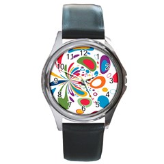 Light Circle Background Points Round Metal Watch by Nexatart