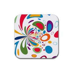 Light Circle Background Points Rubber Coaster (square)  by Nexatart