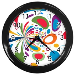 Light Circle Background Points Wall Clocks (black) by Nexatart