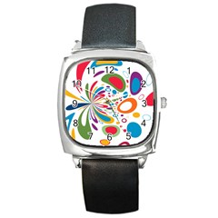 Light Circle Background Points Square Metal Watch by Nexatart