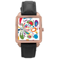 Light Circle Background Points Rose Gold Leather Watch  by Nexatart