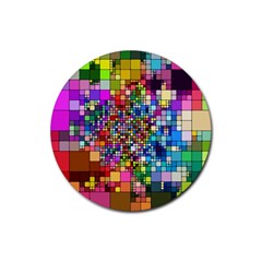 Abstract Squares Arrangement Rubber Coaster (round)  by Nexatart