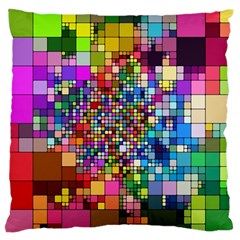 Abstract Squares Arrangement Large Flano Cushion Case (one Side) by Nexatart