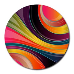 Abstract Colorful Background Wavy Round Mousepads by Nexatart