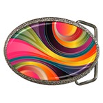 Abstract Colorful Background Wavy Belt Buckles Front