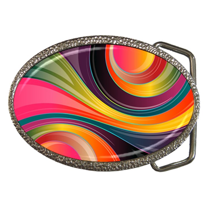 Abstract Colorful Background Wavy Belt Buckles