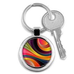 Abstract Colorful Background Wavy Key Chains (round)  by Nexatart