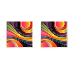 Abstract Colorful Background Wavy Cufflinks (square) by Nexatart