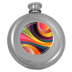 Abstract Colorful Background Wavy Round Hip Flask (5 Oz) by Nexatart