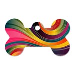 Abstract Colorful Background Wavy Dog Tag Bone (One Side) Front