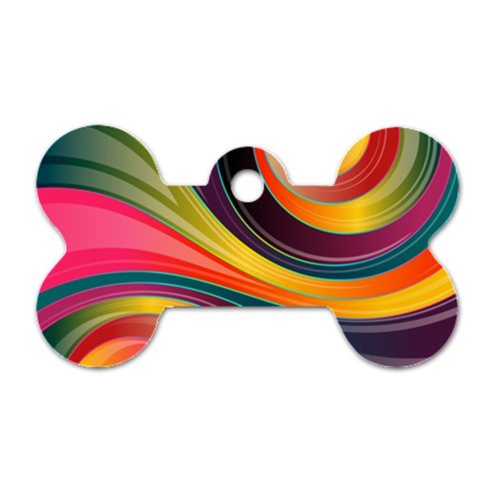 Abstract Colorful Background Wavy Dog Tag Bone (One Side)