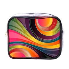 Abstract Colorful Background Wavy Mini Toiletries Bags by Nexatart