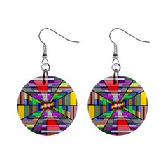 Art Vanishing Point Vortex 3d Mini Button Earrings by Nexatart