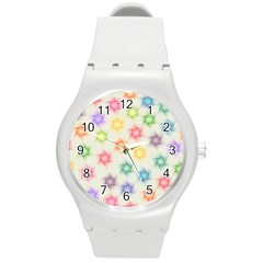 Polygon Geometric Background Star Round Plastic Sport Watch (m) by Nexatart