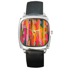 Background Abstract Colorful Square Metal Watch by Nexatart