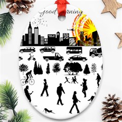 Good Morning, City Ornament (oval) by FunnyCow