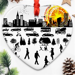 Good Morning, City Heart Ornament (two Sides) by FunnyCow