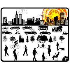 Good Morning, City Fleece Blanket (medium)  by FunnyCow