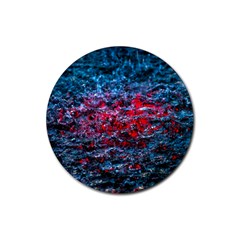 Water Color Red Rubber Round Coaster (4 Pack)  by FunnyCow