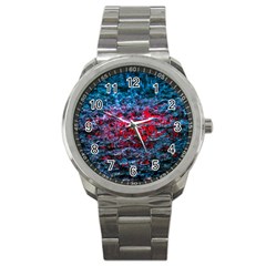 Water Color Red Sport Metal Watch by FunnyCow