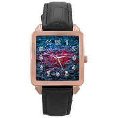 Water Color Red Rose Gold Leather Watch  by FunnyCow