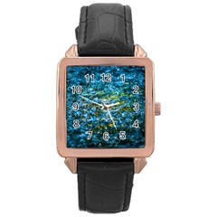 Water Color Yellow Rose Gold Leather Watch  by FunnyCow