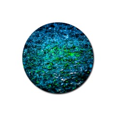 Water Color Green Rubber Coaster (round)  by FunnyCow