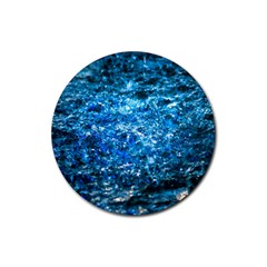 Water Color Blue Rubber Round Coaster (4 Pack)  by FunnyCow