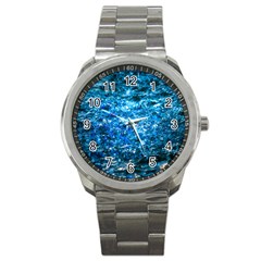 Water Color Blue Sport Metal Watch by FunnyCow