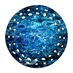 Water Color Blue Round Filigree Ornament (two Sides)