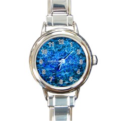 Water Color Navy Blue Round Italian Charm Watch by FunnyCow