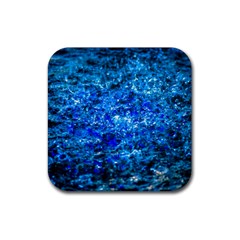 Water Color Navy Blue Rubber Coaster (Square) 