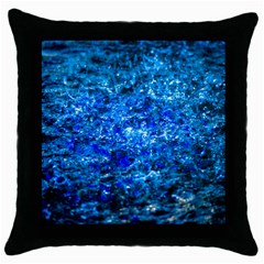 Water Color Navy Blue Throw Pillow Case (black) by FunnyCow