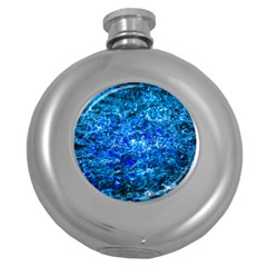 Water Color Navy Blue Round Hip Flask (5 Oz) by FunnyCow