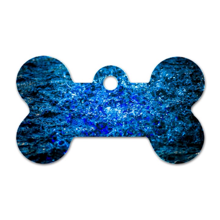 Water Color Navy Blue Dog Tag Bone (One Side)