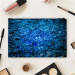 Water Color Navy Blue Cosmetic Bag (Large)  Back