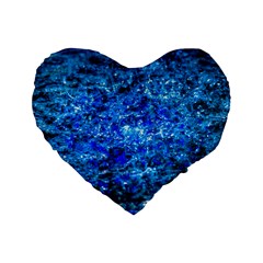 Water Color Navy Blue Standard 16  Premium Heart Shape Cushions