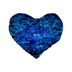 Water Color Navy Blue Standard 16  Premium Flano Heart Shape Cushions