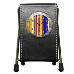 Colorful Stripes Pen Holder Desk Clocks by FunnyCow