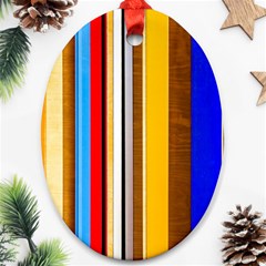 Colorful Stripes Oval Ornament (two Sides) by FunnyCow