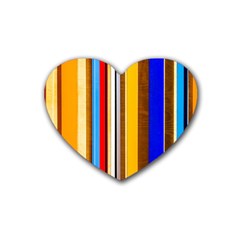 Colorful Stripes Rubber Coaster (heart)  by FunnyCow