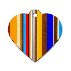 Colorful Stripes Dog Tag Heart (two Sides) by FunnyCow