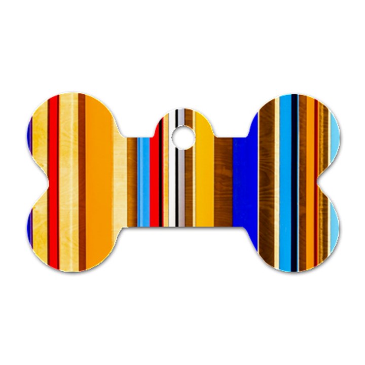 Colorful Stripes Dog Tag Bone (One Side)