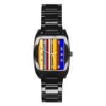 Colorful Stripes Stainless Steel Barrel Watch Front