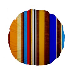 Colorful Stripes Standard 15  Premium Flano Round Cushions by FunnyCow