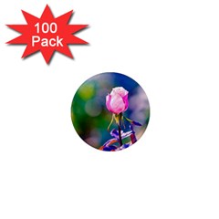 Pink Rose Flower 1  Mini Magnets (100 Pack)  by FunnyCow