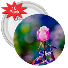 Pink Rose Flower 3  Buttons (10 Pack)  by FunnyCow