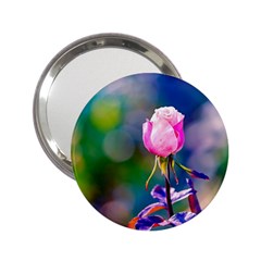 Pink Rose Flower 2 25  Handbag Mirrors by FunnyCow