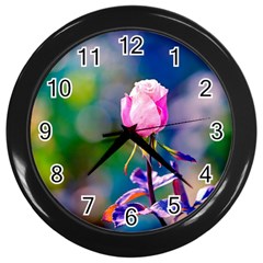 Pink Rose Flower Wall Clocks (black) by FunnyCow