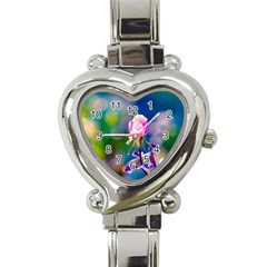 Pink Rose Flower Heart Italian Charm Watch by FunnyCow